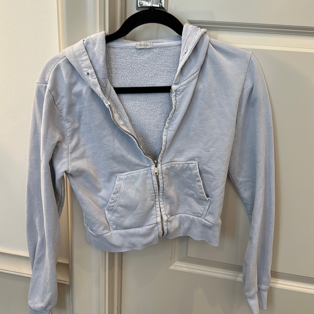 Brandy Melville Zip Up Hoodie in Light Blue